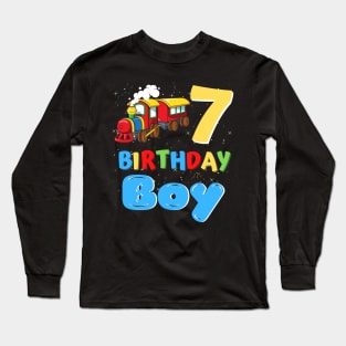 7 Year Old Boy Trains Lover Birthday Gift Long Sleeve T-Shirt